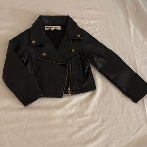 Black Leather Kids Jacket